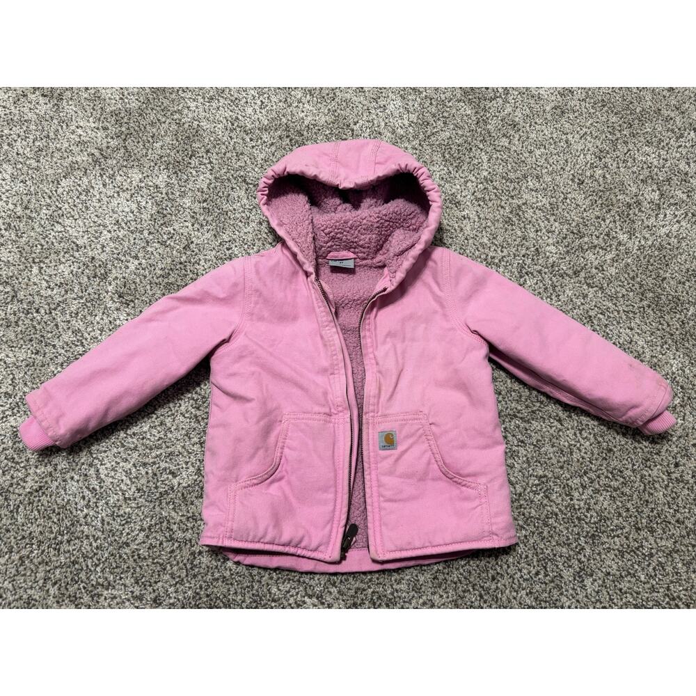 Carhartt Toddler Girls Pink Full Zip Hooded Jacket Toddler Size 3T